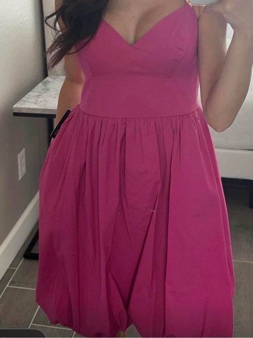 Express Spaghetti-Strap Midi Dress in Fuchsia Pink